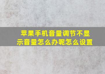 苹果手机音量调节不显示音量怎么办呢怎么设置