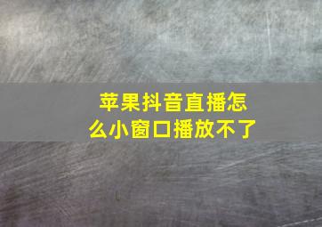 苹果抖音直播怎么小窗口播放不了