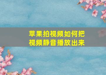 苹果拍视频如何把视频静音播放出来