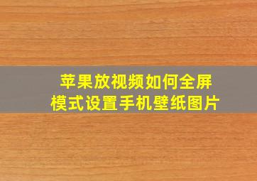 苹果放视频如何全屏模式设置手机壁纸图片