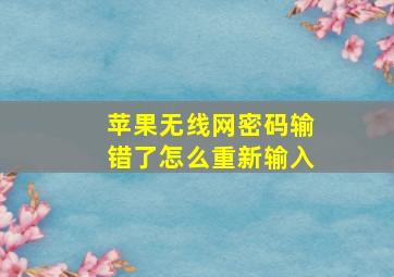 苹果无线网密码输错了怎么重新输入