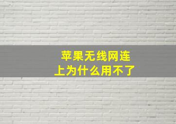 苹果无线网连上为什么用不了