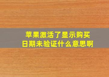 苹果激活了显示购买日期未验证什么意思啊