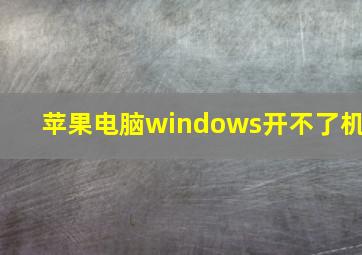 苹果电脑windows开不了机