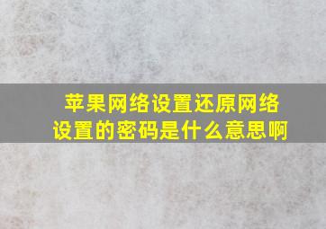 苹果网络设置还原网络设置的密码是什么意思啊