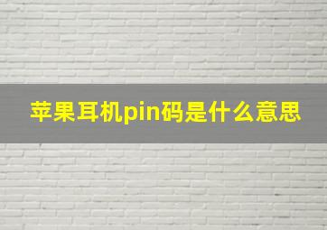 苹果耳机pin码是什么意思