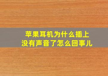 苹果耳机为什么插上没有声音了怎么回事儿