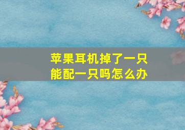 苹果耳机掉了一只能配一只吗怎么办