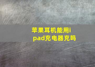 苹果耳机能用ipad充电器充吗