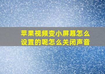 苹果视频变小屏幕怎么设置的呢怎么关闭声音