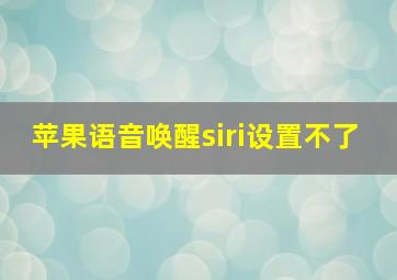 苹果语音唤醒siri设置不了