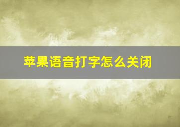 苹果语音打字怎么关闭