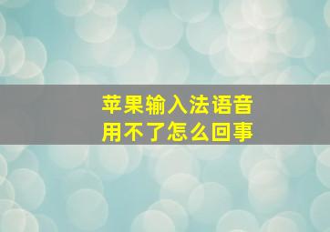 苹果输入法语音用不了怎么回事