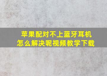 苹果配对不上蓝牙耳机怎么解决呢视频教学下载