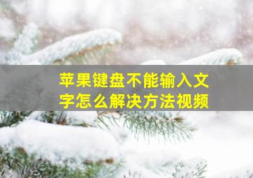 苹果键盘不能输入文字怎么解决方法视频