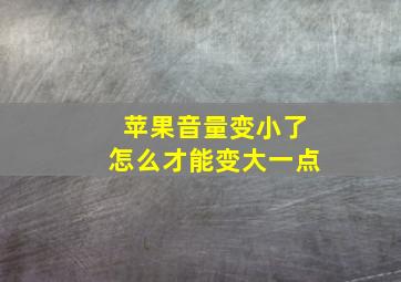 苹果音量变小了怎么才能变大一点