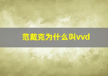 范戴克为什么叫vvd