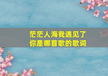 茫茫人海我遇见了你是哪首歌的歌词