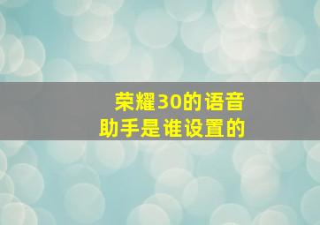 荣耀30的语音助手是谁设置的