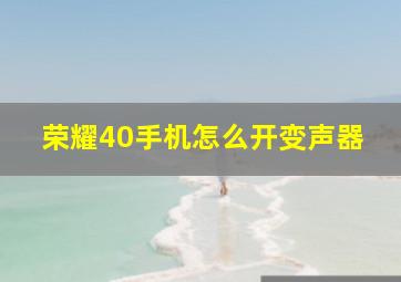 荣耀40手机怎么开变声器