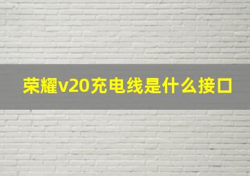 荣耀v20充电线是什么接口