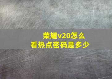 荣耀v20怎么看热点密码是多少