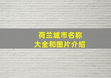 荷兰城市名称大全和图片介绍