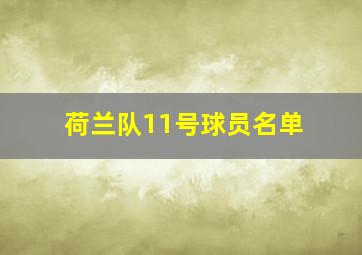 荷兰队11号球员名单