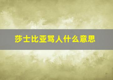 莎士比亚骂人什么意思