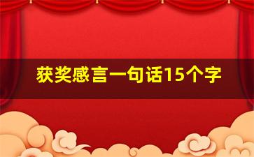 获奖感言一句话15个字