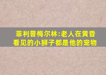 菲利普梅尔林:老人在黄昏看见的小狮子都是他的宠物