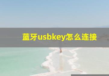 蓝牙usbkey怎么连接