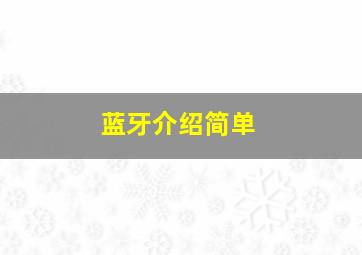 蓝牙介绍简单