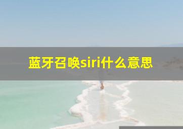 蓝牙召唤siri什么意思