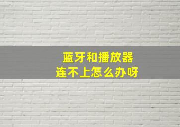 蓝牙和播放器连不上怎么办呀