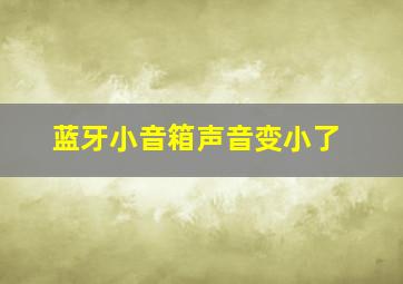 蓝牙小音箱声音变小了