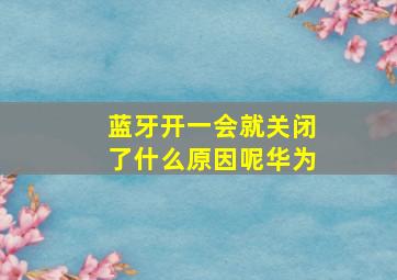 蓝牙开一会就关闭了什么原因呢华为