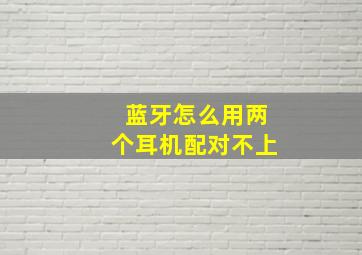 蓝牙怎么用两个耳机配对不上