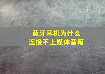 蓝牙耳机为什么连接不上媒体音箱