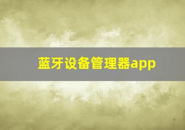 蓝牙设备管理器app