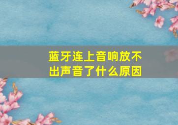 蓝牙连上音响放不出声音了什么原因