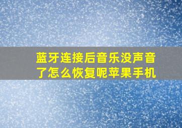 蓝牙连接后音乐没声音了怎么恢复呢苹果手机