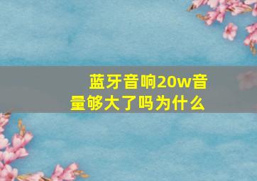 蓝牙音响20w音量够大了吗为什么