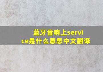 蓝牙音响上service是什么意思中文翻译