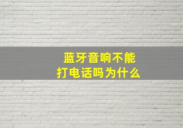 蓝牙音响不能打电话吗为什么