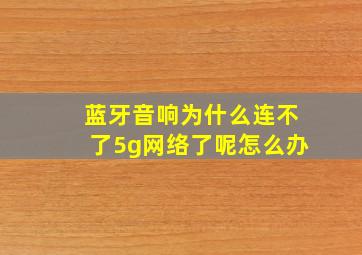 蓝牙音响为什么连不了5g网络了呢怎么办