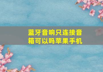 蓝牙音响只连接音箱可以吗苹果手机