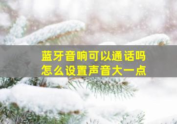 蓝牙音响可以通话吗怎么设置声音大一点