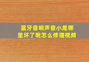 蓝牙音响声音小是哪里坏了呢怎么修理视频