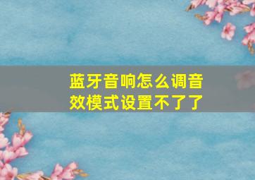 蓝牙音响怎么调音效模式设置不了了